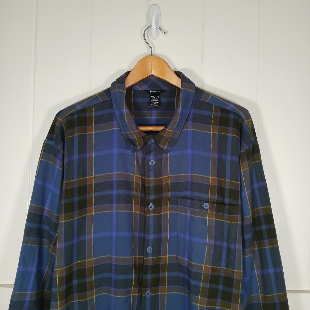 Cotopaxi Quedo Plaid Button Up Shirt Mens XXL Blue Organic Cotton F24478M918